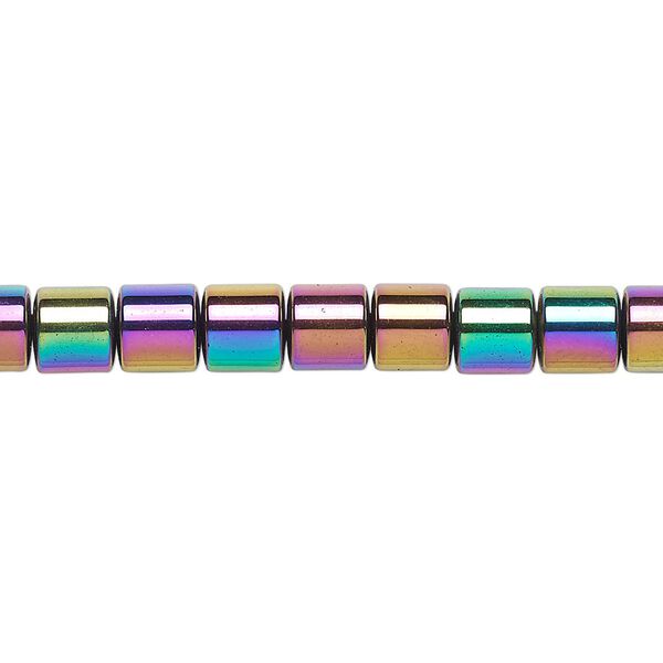 Hemalyke&trade; 1pkg1, rainbow titanium-coated tube bead 15.5-16 inch 6mm image number 0
