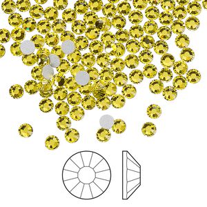 Flat back 144pk citrine foil back, Preciosa Viva 12&reg; Czech crystal rhinestone 3-3.2mm chaton rose round SS12