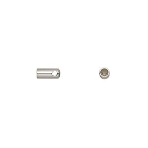 Cord end glue-in 1pkg10 stainless steel, 7x3mm / 2mm inside diameter