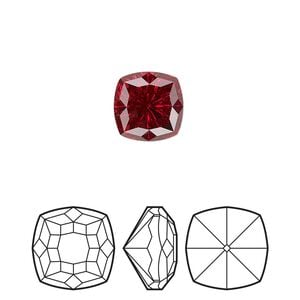 Fancy stone 2pk scarlet foil back, Crystal Passions&reg; 10mm magical square 4460