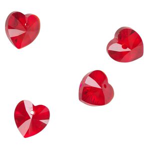Drop 4pk transparent red, Celestial Crystal&reg; 14.5x14mm heart