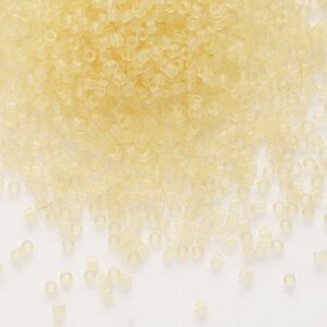 Seed bead, Delica&reg;, glass, pkg/7.5g, #11 round, translucent matte glazed luster pale topaz (DB-0382).