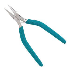 Pliers, Wubbers&reg;, chain-nose, stainless steel and rubber, turquoise green, 6.5 inches.