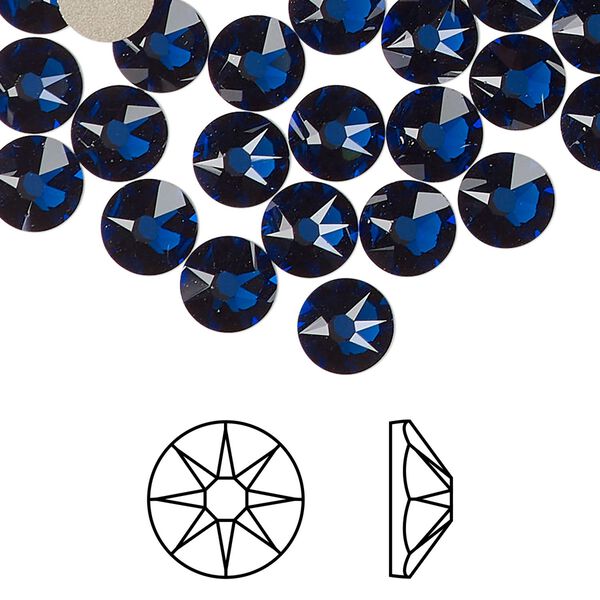 Flat back 144pk dark sapphire foil back, Swarovski&reg; ReCreated&trade; 7.07-7.27mm rose round SS34 2088 image number 0