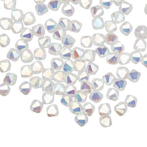 Bead 144pk crystal AB 2X, Preciosa Czech crystal 4mm bicone