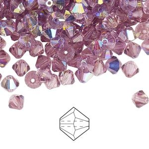 Bead 576pk light amethyst AB, Preciosa Czech crystal 5mm bicone