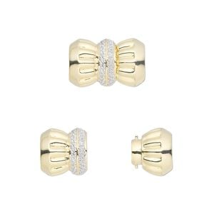 Clasp magnetic twist / lock 1pkg1 14Kt gold / diamond (natural), 15x10mm corrugated barrel, multi-strand, 1-strand