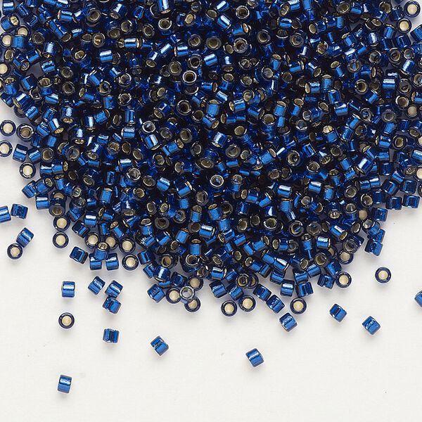 Seed bead, Delica&reg; 1pkg250g glass, #11 round, Duracoat&reg; transparent silver-lined navy blue / outside dyed (DB-2191) image number 0