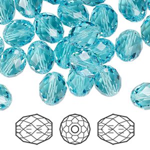 Bead 72pk light turquoise, Swarovski&reg; 9.5x8mm olive briolette 5044