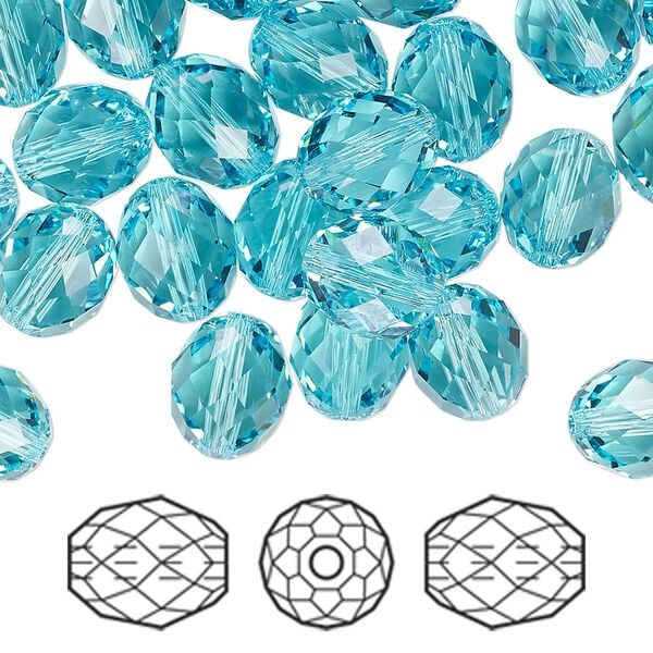 Bead 72pk light turquoise, Swarovski&reg; 9.5x8mm olive briolette 5044 image number 0