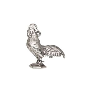 Charm, antiqued sterling silver 1pkg1, 20.5mmx18.5mm 3D rooster.