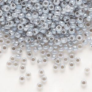 Seed bead, Dyna-Mites&trade;, glass, opaque ceylon pastel grey, #8 round. Sold per 40-gram pkg.