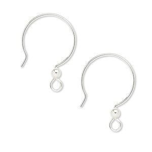 Ear wire French hook 1pkg20 sterling silver, 23mm / 3mm ball / open loop, 21 gauge 10 pair