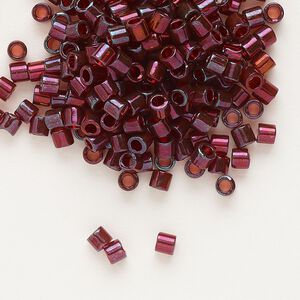 Seed bead, Delica&reg;, glass, pkg/50g, #8 round, translucent gold luster garnet (DBL-0105).