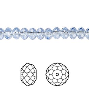 Bead 360pk light sapphire, Swarovski&reg; 6x4mm rondelle 5040