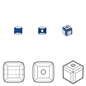 Bead 48pk dark sapphire, Crystal Passions&reg; Regenerated 4mm cube 5601