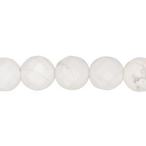 Howlite 1pkg1, faceted round bead natural 15.5-16 inch 10mm