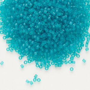Seed bead, Delica&reg; 1pkg50g glass, #11 round, translucent matte teal aqua / outside dyed (DB-0786)