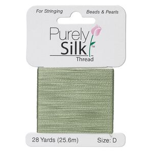 Thread, Purely Silk&trade;, dark green, size D. Sold per 28-yard card.