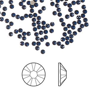 Flat back 144pk dark sapphire foil back, Crystal Passions&reg; Regenerated 2.1-2.3mm rose round SS7 2058