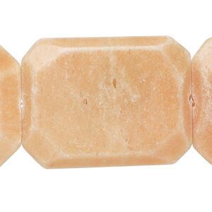 Peach marble 1pkg1, emerald-cut flat rectangle bead natural, 15 inch 36x26mm-37x28mm