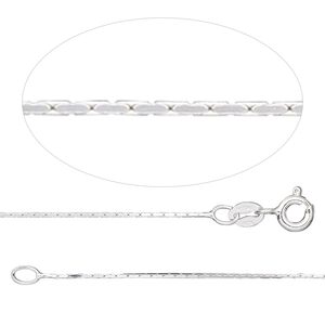 Chain 1pkg1 sterling silver cable, 0.5mm square / springring clasp, Gossamer&trade; 18 inch