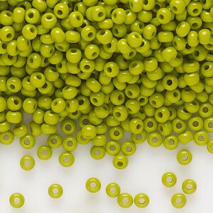 Seed bead, Preciosa Ornela Czech glass, pkg/500g, #11 rocaille, opaque wasabi green, (53430).