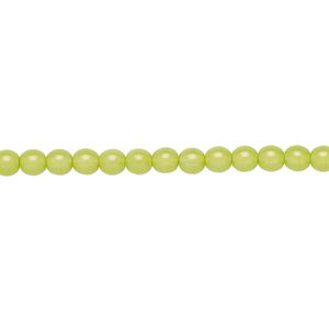 Bead, Czech dipped d&eacute;cor glass druk, opaque mint, 4mm round. Sold per 15-1/2" to 16" strand.