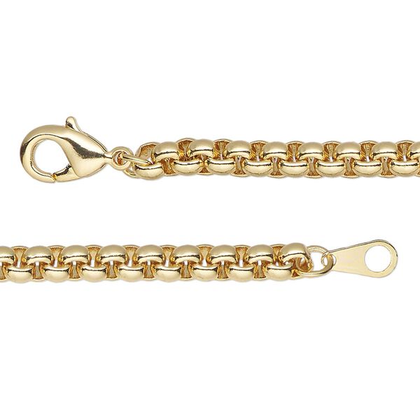 Chain 1pkg1 rolo, 4.6mm / lobster claw clasp, gold-finished brass 16 inch image number 0