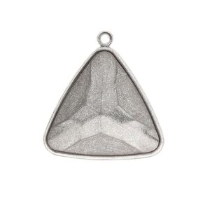 Drop, Almost Instant Jewelry&reg;, antique silver-plated brass, 27mm triangle with 23mm triangle setting. Sold per pkg of 2.