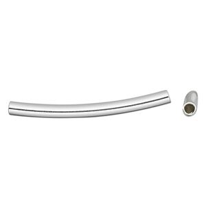 Bead 1pkg2 sterling silver, 35x3mm curved tube