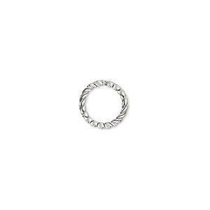 Jump ring 1pkg1000 silver-plated, 10mm twisted round, 16 gauge / 7.7mm inside diameter / brass