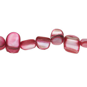 Mother-of-pearl shell 1pkg1, pebble bead 15 inch fuchsia small to medium