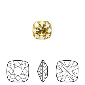 Fancy stone 6pk light topaz foil back, Crystal Passions&reg; 10mm cushion 4470