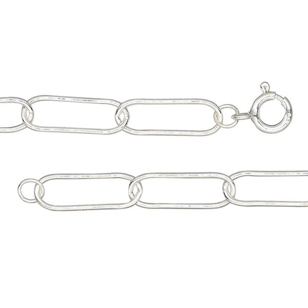 Chain 1pkg1 sterling silver paperclip, 5.5mm / springring clasp, 20 inch image number 0
