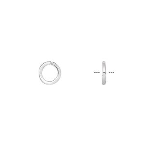 Jump ring 1pkg20 sterling silver, 7mm round / square wire, 18 gauge / 5mm inside diameter