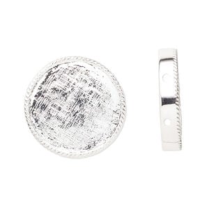Spacer, silver-plated pewter (tin-based alloy), 21mm 2-strand round. Sold per pkg of 8.