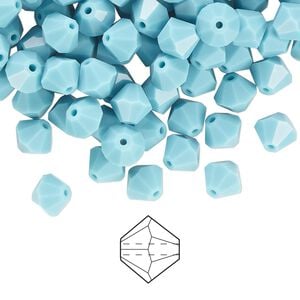 Bead 144pk turquoise, Preciosa Czech crystal 6mm bicone
