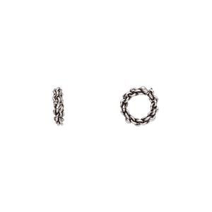 Bead 1pkg8 sterling silver, 7.5x1.5mm link rondelle, antiqued Rajasthani