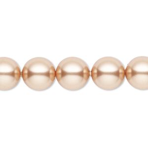 Pearl 25pk rose gold, Crystal Passions&reg; 10mm round 5810