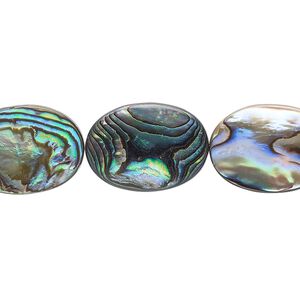 Bead, paua shell and resin (assembled), 18x13mm flat oval. Sold per 15-1/2" to 16" strand.