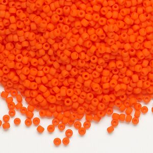 Seed bead, Dyna-Mites&trade;, glass, pkg/40g, #11 round, opaque matte dark orange, (734MA 11/0 RR).