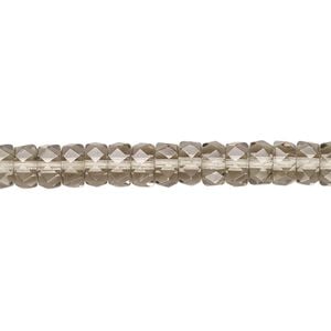 Bead, Czech fire-polished glass, smoke, 6x3mm faceted rondelle. Sold per 15-1/2" to 16" strand.