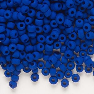 Seed bead, Dyna-Mites&trade;, glass, opaque matte navy blue, #6 round. Sold per 1/2 kilogram pkg.