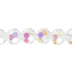 Bead 1pk 32 facets transparent clear AB, Celestial Crystal&reg; 10mm round 15.5-16 inch