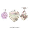 Pendant mix, epoxy / multi-shell (natural / dyed / assembled) / imitation rhodium-finished brass 1pkg3, mixed colors, 26x25mm-70x70mm mixed shape. image number 1