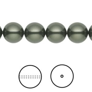 Pearl 100pk dark green, Swarovski&reg; 10mm round 5810
