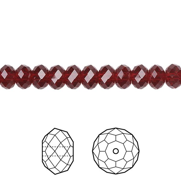 Bead 360pk Siam, Swarovski&reg; 6x4mm rondelle 5040 image number 0