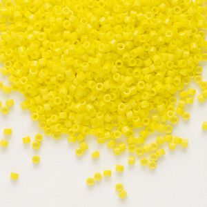 Seed bead, Delica&reg;, glass, pkg/7.5g, #11 round, opaque yellow (DB-0721).