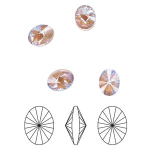 Chaton 6pk crystal cappuccino DeLite, Crystal Passions&reg; 8x6mm oval rivoli 4122